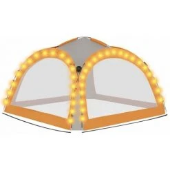 HAPPYSHOPPING Tente De Reception A LED Et 4 Parois 3,6x3,6x2,3 M Gris/orange -Pergola Soldes 41862402 5
