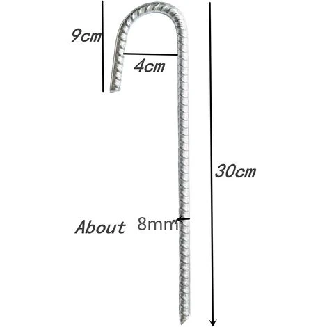 Piquets D’ancrage En Acier Galvanisé Robuste Pour Barres D’armature En J - Pour Chapiteaux, Tonnelles, Châteaux, Tentes, Trampolines, Rebondissements, Camping, Filets De Football Triomphe Lot De 4 4 Piquets D’ancrage En Acier Galvanisé Robuste Pour Barres D’armature En J - Pour Chapiteaux, Tonnelles, Châteaux, Tentes, Trampolines, Rebondissements, Camping, Filets De Football Triomphe Lot De 4 – Image 2
