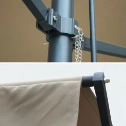 ALICE'S GARDEN Store Double Pente - Penne 4x3m Taupe - Système Manuel à Manivelle. Auvent Sur Pieds. Store De Terrasse Largeur 395cm. Toile Polyester Enduite 280g. - Taupe -Pergola Soldes 4264801 3