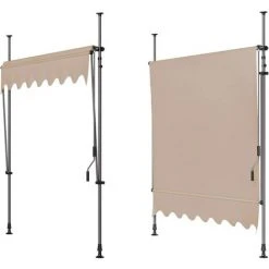 BAMNY Auvent Balcon,Store Balcon Imperméable Avec Manivelle, Sans Per?age, Résistant Aux UV Réglable En Hauteur, 250 X 120 Cm, En Métal Et Polyester,Kaki -Pergola Soldes 42685107 2