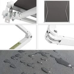 BAMNY Store Banne , Store Rétractable Avec Manivelle, Manivelle, Protection Solaire, Anti-UV Et Imperméable, En Métal Et Polyester, Pour Cour, Balcon, Restaurant, Café 250 X 200cm, Gris -Pergola Soldes 42685202 3