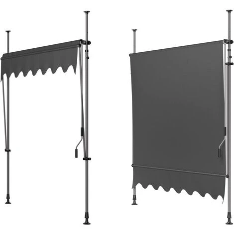 Gizcam Auvent Balcon,Store Balcon Protection Solaire Avec Manivelle, Résistant Aux UV Réglable En Hauteur, 300 X 120 Cm, En Métal Et Polyester, Sans Perçage, Gris 4 Gizcam Auvent Balcon,Store Balcon Protection Solaire Avec Manivelle, Résistant Aux UV Réglable En Hauteur, 300 X 120 Cm, En Métal Et Polyester, Sans Perçage, Gris – Image 2