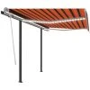 ASUPERMALL Auvent Manuel Retractable Avec LED 3x2,5 M Orange Et Marron 1 ASUPERMALL Auvent Manuel Retractable Avec LED 3x2,5 M Orange Et Marron -Pergola Soldes 42797328 1