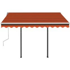 ASUPERMALL Auvent Manuel Retractable Avec LED 3x2,5 M Orange Et Marron -Pergola Soldes 42797328 4