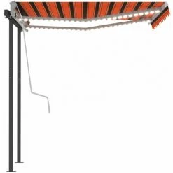 ASUPERMALL Auvent Manuel Retractable Avec LED 3x2,5 M Orange Et Marron -Pergola Soldes 42797328 5