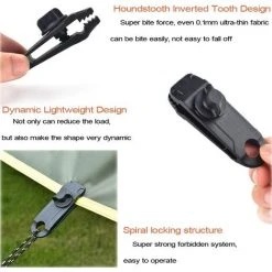 Kueatily Lot De 10 Clips De Fermeture Pour Rideaux, Bâches, Clips Pour Fixation De Bâches, Pour Tentes, Camping, Soleil, Coupe-vent, Accessoires (noir) -Pergola Soldes 43143771 4