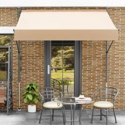 BAMNY Auvent Balcon, 200 X 150 Cm Store Balcon Imperméable Avec Manivelle, Sans Perçage, Résistant Aux UV Réglable En Hauteur, En Métal Et Polyester, Kaki -Pergola Soldes 43348122 5