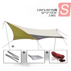 THSINDE Auvent De Papillon Agrandi Extérieur Crème Solaire Anti-ultraviolet Enduit Auvent En Caoutchouc Argenté Tissu Auvent De Pergola De Camping