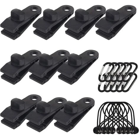 SUPERMARKET Lot De 10 Clips De Bâche Support De Bâche Pour Extérieur Avec Attache En Toile Et Cordon élastique + Mousqueton En Forme De D Pour Bâches, Auvents, Camping, Caravane, Couvertures De Voiture,Superma 3 SUPERMARKET Lot De 10 Clips De Bâche Support De Bâche Pour Extérieur Avec Attache En Toile Et Cordon élastique + Mousqueton En Forme De D Pour Bâches, Auvents, Camping, Caravane, Couvertures De Voiture,Superma