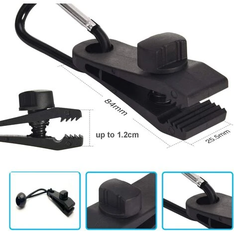 SUPERMARKET Lot De 10 Clips De Bâche Support De Bâche Pour Extérieur Avec Attache En Toile Et Cordon élastique + Mousqueton En Forme De D Pour Bâches, Auvents, Camping, Caravane, Couvertures De Voiture,Superma 4 SUPERMARKET Lot De 10 Clips De Bâche Support De Bâche Pour Extérieur Avec Attache En Toile Et Cordon élastique + Mousqueton En Forme De D Pour Bâches, Auvents, Camping, Caravane, Couvertures De Voiture,Superma – Image 2
