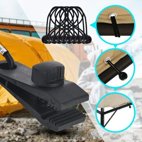 SUPERMARKET Lot De 10 Clips De Bâche Support De Bâche Pour Extérieur Avec Attache En Toile Et Cordon élastique + Mousqueton En Forme De D Pour Bâches, Auvents, Camping, Caravane, Couvertures De Voiture,Superma 7 SUPERMARKET Lot De 10 Clips De Bâche Support De Bâche Pour Extérieur Avec Attache En Toile Et Cordon élastique + Mousqueton En Forme De D Pour Bâches, Auvents, Camping, Caravane, Couvertures De Voiture,Superma – Image 5