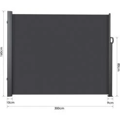 Femor Auvent Store Latéral Rétractable, Paravent Extérieur Brise-Vue, Abri Soleil, Supports Et Base De Rouleau En Aluminium Pour Jardin, Balcon, Terrasse - 300X160cm, 280 G/㎡, Gris -Pergola Soldes 44908738 2