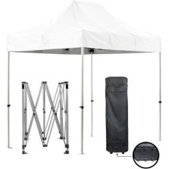 GREADEN Tente Pliante 2x3m SUPER Robuste Tube 40mm En Aluminium Bâche 420D étanche Barnum Pliable Jardin Marché + Sac De Transport - Blanc