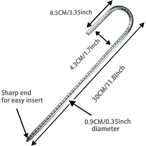 TANABATA Metal Piquets De Tente En Acier Galvanisé Robuste. 12 Pouces Tent Pegs Piquets De Jardin. Piquets De Fixation Avec Crochet En J Pour Chapiteaux. Belvédères. Trampolines. Tentes 4 TANABATA Metal Piquets De Tente En Acier Galvanisé Robuste. 12 Pouces Tent Pegs Piquets De Jardin. Piquets De Fixation Avec Crochet En J Pour Chapiteaux. Belvédères. Trampolines. Tentes – Image 2