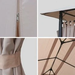 ALICE'S GARDEN Tonnelle 3 X 4 M - Divio - Toile Beige - Pergola Avec Rideaux. Tente De Jardin. Barnum. Chapiteau. Réception - Beige -Pergola Soldes 45944092 4