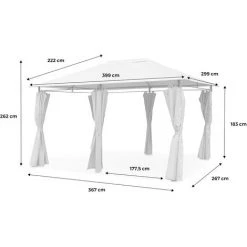 ALICE'S GARDEN Tonnelle 3 X 4 M - Divio - Toile Beige - Pergola Avec Rideaux. Tente De Jardin. Barnum. Chapiteau. Réception - Beige -Pergola Soldes 45944092 5