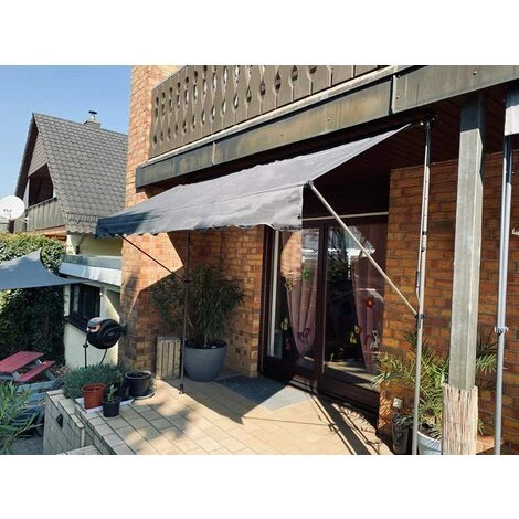 AICOK Auvent Balcon ,Store Balcon Protection Solaire Avec Manivelle, Résistant Aux UV Réglable En Hauteur, 300 X 120 Cm, En Métal Et Polyester, Sans Perçage, Gris, 5 AICOK Auvent Balcon ,Store Balcon Protection Solaire Avec Manivelle, Résistant Aux UV Réglable En Hauteur, 300 X 120 Cm, En Métal Et Polyester, Sans Perçage, Gris, – Image 3