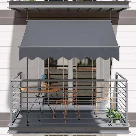 AICOK Auvent Balcon ,Store Balcon Protection Solaire Avec Manivelle, Résistant Aux UV Réglable En Hauteur, 300 X 120 Cm, En Métal Et Polyester, Sans Perçage, Gris, 6 AICOK Auvent Balcon ,Store Balcon Protection Solaire Avec Manivelle, Résistant Aux UV Réglable En Hauteur, 300 X 120 Cm, En Métal Et Polyester, Sans Perçage, Gris, – Image 4