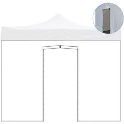 EVERGREEN Cache Latéral Pour Gazebo Avec Porte Blanc étanche Pour Gazebo Refermable 300x600 Cm