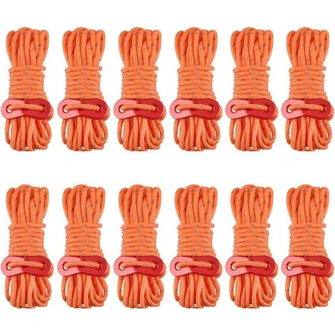 Kueatily Corde De Tente Réfléchissante 12PCS (orange) 3 Kueatily Corde De Tente Réfléchissante 12PCS (orange)