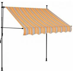 Hommoo Auvent Manuel Retractable Avec LED 100 Cm Jaune Et Bleu -Pergola Soldes 46555868 2