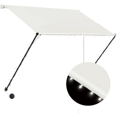 Hommoo Auvent Retractable Avec LED 100x150 Cm Creme 4 Hommoo Auvent Retractable Avec LED 100x150 Cm Creme – Image 2