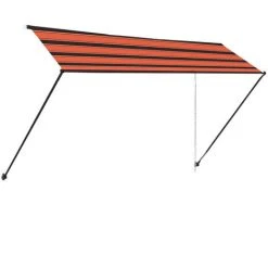 Hommoo Auvent Retractable Avec LED 400x150 Cm Orange Et Marron 10 Hommoo Auvent Retractable Avec LED 400x150 Cm Orange Et Marron -Pergola Soldes 46555882 4