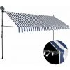 Hommoo Auvent Manuel Retractable Avec LED 350 Cm Bleu Et Blanc 2 Hommoo Auvent Manuel Retractable Avec LED 350 Cm Bleu Et Blanc -Pergola Soldes 46564040 1