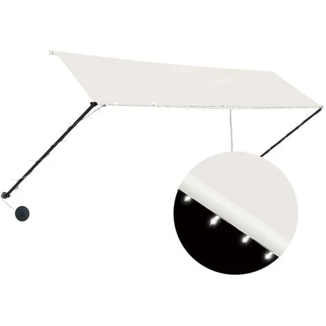 Hommoo Auvent Retractable Avec LED 350x150 Cm Creme 4 Hommoo Auvent Retractable Avec LED 350x150 Cm Creme – Image 2