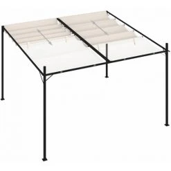 ASUPERMALL Belvedere Avec Toit Retractable 300x300x233 Cm Creme -Pergola Soldes 46890818 5