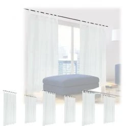 RELAXDAYS 8x Rideaux Voilage Blanc, Semi-transparents, Pour Salon Et Chambre, HxL : 175x140 Cm, Avec Boucles, Blanc