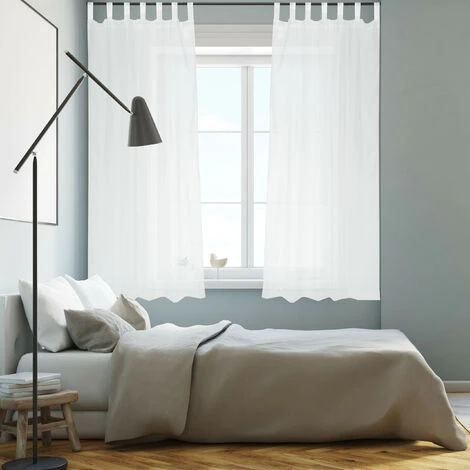 RELAXDAYS 8x Rideaux Voilage Blanc, Semi-transparents, Pour Salon Et Chambre, HxL : 175x140 Cm, Avec Boucles, Blanc 5 RELAXDAYS 8x Rideaux Voilage Blanc, Semi-transparents, Pour Salon Et Chambre, HxL : 175x140 Cm, Avec Boucles, Blanc – Image 3