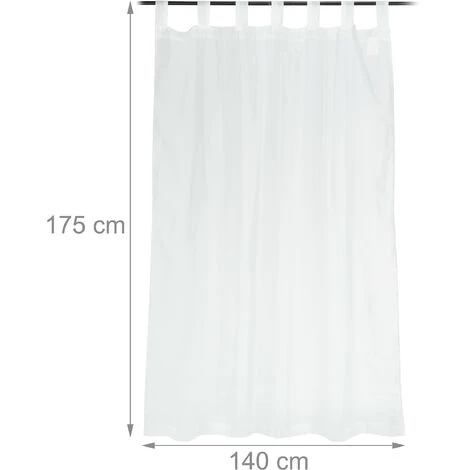 RELAXDAYS 8x Rideaux Voilage Blanc, Semi-transparents, Pour Salon Et Chambre, HxL : 175x140 Cm, Avec Boucles, Blanc 7 RELAXDAYS 8x Rideaux Voilage Blanc, Semi-transparents, Pour Salon Et Chambre, HxL : 175x140 Cm, Avec Boucles, Blanc – Image 5