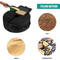 ELLE Sac De Poids De Parasols, Sac De Poids Amovible, Base Sacs Sable De Tissu Oxford, Patio Umbrella Base, Sac De Lestage Sable Pour Extérieur, Sac De Poid De Base Pour Parasol Tente Jardin Patio -Pergola Soldes 48461113 5