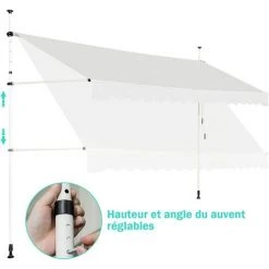 GOPLUS Store Banne Manuel Rétractable En Aluminium,Auvent Banne De Balcon Rétractable Avec Tissu Oxford,Hauteur Réglable 2-3M,Protection Solaire Et Pluie Pour Jardin (2,5X1,2M, Beige) 10 GOPLUS Store Banne Manuel Rétractable En Aluminium,Auvent Banne De Balcon Rétractable Avec Tissu Oxford,Hauteur Réglable 2-3M,Protection Solaire Et Pluie Pour Jardin (2,5X1,2M, Beige) -Pergola Soldes 48930915 4