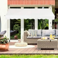 GOPLUS Store Banne Manuel Rétractable En Aluminium,Auvent Banne De Balcon Rétractable Avec Tissu Oxford,Hauteur Réglable 2-3M,Protection Solaire Et Pluie Pour Jardin (2,5X1,2M, Beige) 11 GOPLUS Store Banne Manuel Rétractable En Aluminium,Auvent Banne De Balcon Rétractable Avec Tissu Oxford,Hauteur Réglable 2-3M,Protection Solaire Et Pluie Pour Jardin (2,5X1,2M, Beige) -Pergola Soldes 48930915 5