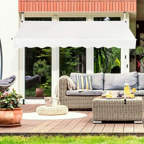 GOPLUS Store Banne Manuel Rétractable En Aluminium,Auvent Banne De Balcon Rétractable Avec Tissu Oxford,Hauteur Réglable 2-3M,Protection Solaire Et Pluie Pour Jardin (2,5X1,2M, Beige) 7 GOPLUS Store Banne Manuel Rétractable En Aluminium,Auvent Banne De Balcon Rétractable Avec Tissu Oxford,Hauteur Réglable 2-3M,Protection Solaire Et Pluie Pour Jardin (2,5X1,2M, Beige) – Image 5