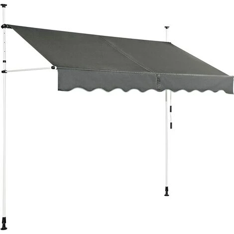 GOPLUS Store Banne Manuel Rétractable En Aluminium,Auvent Banne De Balcon Rétractable Avec Tissu Oxford,Hauteur Réglable 2-3M,Protection Solaire Et Pluie Pour Jardin (2,5X1,2M, Gris) 3 GOPLUS Store Banne Manuel Rétractable En Aluminium,Auvent Banne De Balcon Rétractable Avec Tissu Oxford,Hauteur Réglable 2-3M,Protection Solaire Et Pluie Pour Jardin (2,5X1,2M, Gris)