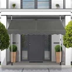 GOPLUS Store Banne Manuel Rétractable En Aluminium,Auvent Banne De Balcon Rétractable Avec Tissu Oxford,Hauteur Réglable 2-3M,Protection Solaire Et Pluie Pour Jardin (2,5X1,2M, Gris) 11 GOPLUS Store Banne Manuel Rétractable En Aluminium,Auvent Banne De Balcon Rétractable Avec Tissu Oxford,Hauteur Réglable 2-3M,Protection Solaire Et Pluie Pour Jardin (2,5X1,2M, Gris) -Pergola Soldes 48931131 5