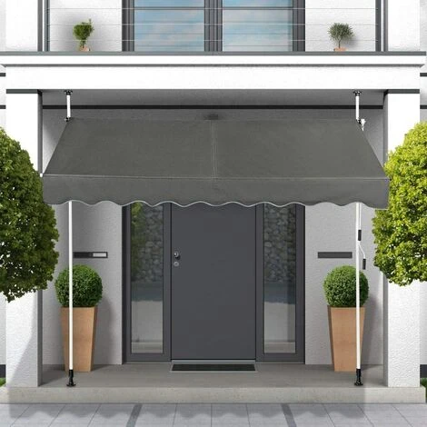 GOPLUS Store Banne Manuel Rétractable En Aluminium,Auvent Banne De Balcon Rétractable Avec Tissu Oxford,Hauteur Réglable 2-3M,Protection Solaire Et Pluie Pour Jardin (2,5X1,2M, Gris) 7 GOPLUS Store Banne Manuel Rétractable En Aluminium,Auvent Banne De Balcon Rétractable Avec Tissu Oxford,Hauteur Réglable 2-3M,Protection Solaire Et Pluie Pour Jardin (2,5X1,2M, Gris) – Image 5