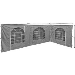 Quick-Star 2 Panneaux Latéraux Avec Fenêtre PE 300x195cm / 400x193cm Gris Pour Gazebo Sahara 3x4m