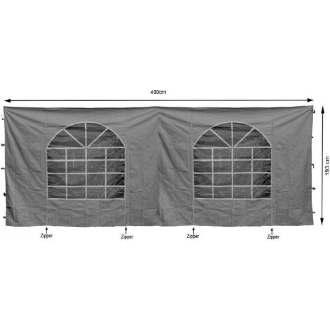 Quick-Star 2 Panneaux Latéraux Avec Fenêtre PE 300x195cm / 400x193cm Gris Pour Gazebo Sahara 3x4m 4 Quick-Star 2 Panneaux Latéraux Avec Fenêtre PE 300x195cm / 400x193cm Gris Pour Gazebo Sahara 3x4m – Image 2