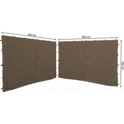 Quick-Star 2 Seitenteile Mit RV 250x192cm 350x192cm Für Pavillon Nizza 3x3m Seitenwand Taupe RAL 7006