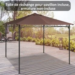 Outsunny Toile De Rechange Pour Pavillon Tonnelle Tente 3 X 3 M Polyester Haute Densité 180 G/m² Revêtement PA Anti-UV Chocolat - Marron -Pergola Soldes 49279769 2