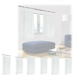 RELAXDAYS 8x Rideaux Voilage Blanc, Semi-transparents, Pour Salon Et Chambre, HxL : 145x140 Cm, Avec Boucles, Blanc