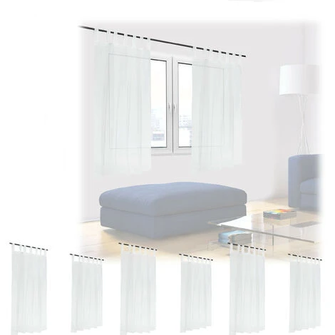 RELAXDAYS 8x Rideaux Voilage Blanc, Semi-transparents, Pour Salon Et Chambre, HxL : 145x140 Cm, Avec Boucles, Blanc 3 RELAXDAYS 8x Rideaux Voilage Blanc, Semi-transparents, Pour Salon Et Chambre, HxL : 145x140 Cm, Avec Boucles, Blanc