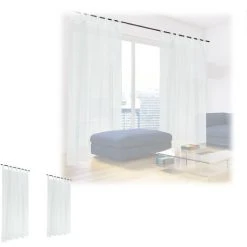 RELAXDAYS 4x Rideaux Voilage Blanc, Semi-transparents, Pour Salon Et Chambre, HxL : 245x140 Cm, Avec Boucles, Blanc