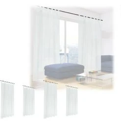 RELAXDAYS 6x Rideaux Voilage Blanc, Semi-transparents, Pour Salon Et Chambre, HxL : 245x140 Cm, Avec Boucles, Blanc