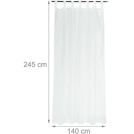 RELAXDAYS 6x Rideaux Voilage Blanc, Semi-transparents, Pour Salon Et Chambre, HxL : 245x140 Cm, Avec Boucles, Blanc 7 RELAXDAYS 6x Rideaux Voilage Blanc, Semi-transparents, Pour Salon Et Chambre, HxL : 245x140 Cm, Avec Boucles, Blanc – Image 5