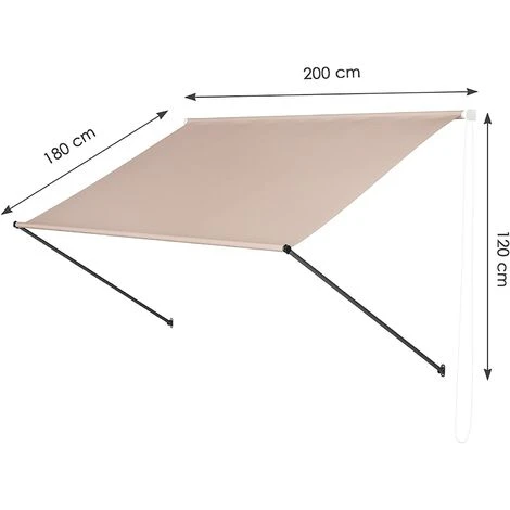 Homfa Auvent Rétractable 200 Cm Store Manuel Balcon Marquise Soleil Terrasse Hauteur Réglable Sans Perçage Kaki 4 Homfa Auvent Rétractable 200 Cm Store Manuel Balcon Marquise Soleil Terrasse Hauteur Réglable Sans Perçage Kaki – Image 2